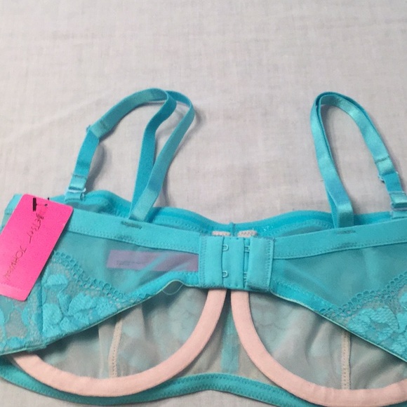 Betsey Johnson Starlet Lace & Mesh BRA Turquoise - Picture 4 of 8